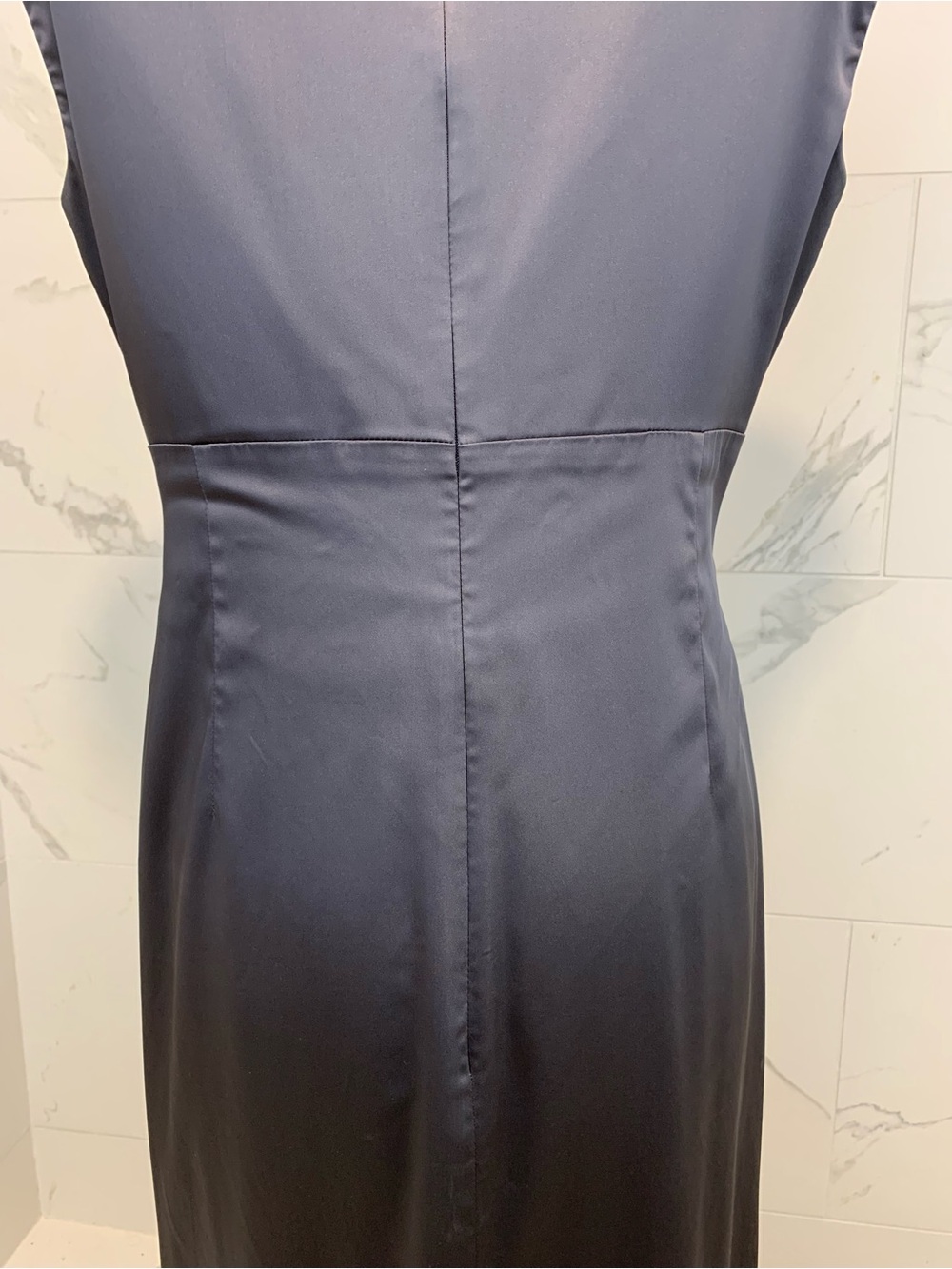 Lauren Ralph Lauren Satin V-Neck Evening Dress Gray 12 - Picture 10 of 16